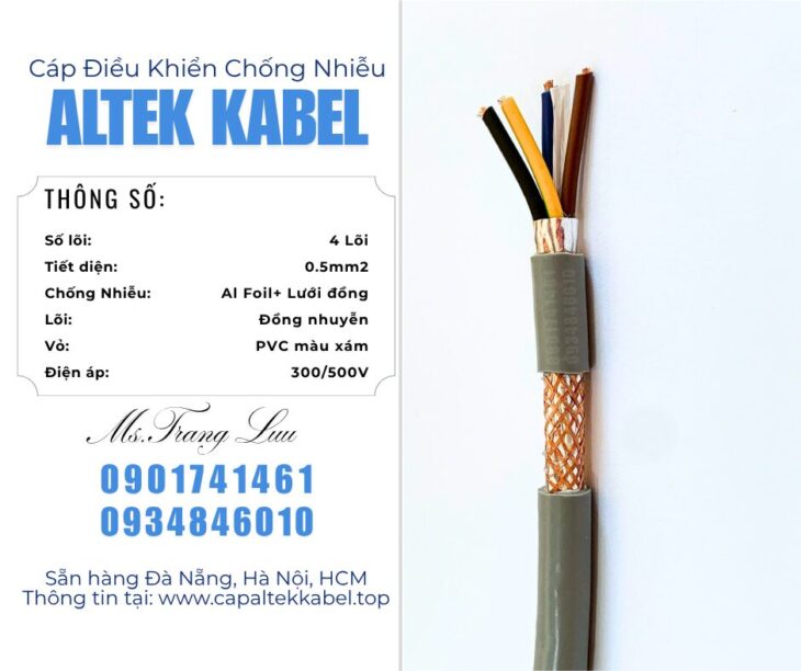 Cáp 4×0.5 chống nhiễu Altek Kabel sẵn Bắc Ninh, Bắc Giang, Hưng Yên, Thanh Hóa