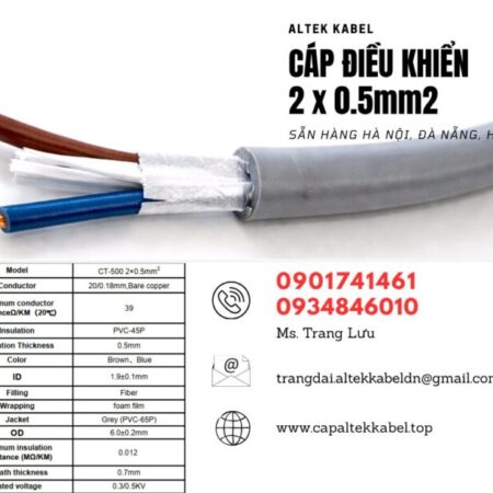 Cáp điều khiển, cáp tín hiệu 2×0.5 sẵn Đà Nẵng, Quảng Nam, Huế, Quảng Trị
