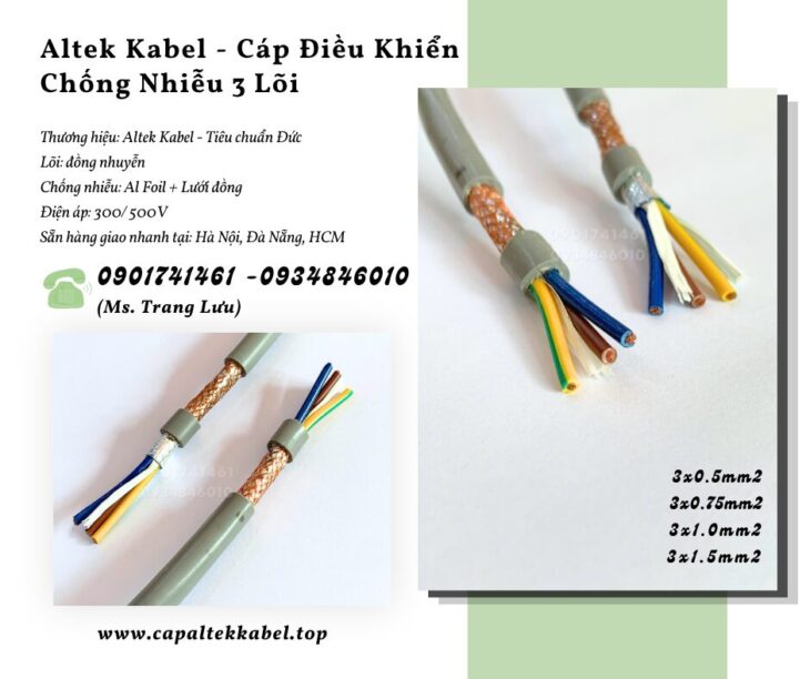 Cáp điều khiển 3×0.5/3×0.75/3×1.0/3×1.5 – Altek Kabel