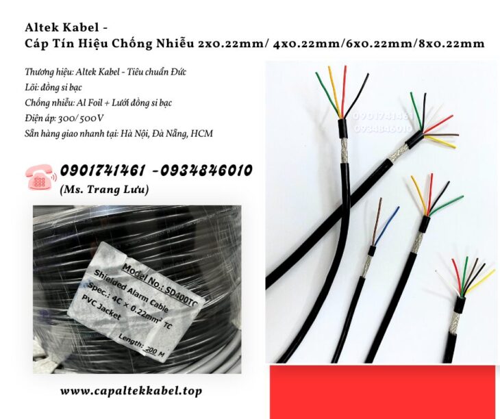Cáp tín hiệu chống nhiễu 2×0.22/4×0.22/6×0.22/8×0.22 – Shield Alarm Cable