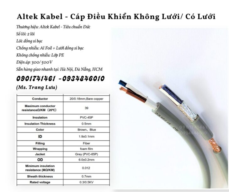 Cáp điều khiển 2 lõi sẵn hàng Thanh Hóa, Nghệ An, Hà Tĩnh, Quảng Bình, Quảng Trị