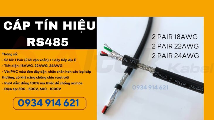 Cáp tín hiệu RS485 chống nhiễu 1 pair 18AWG/22AWG/24AWG Altek Kabel