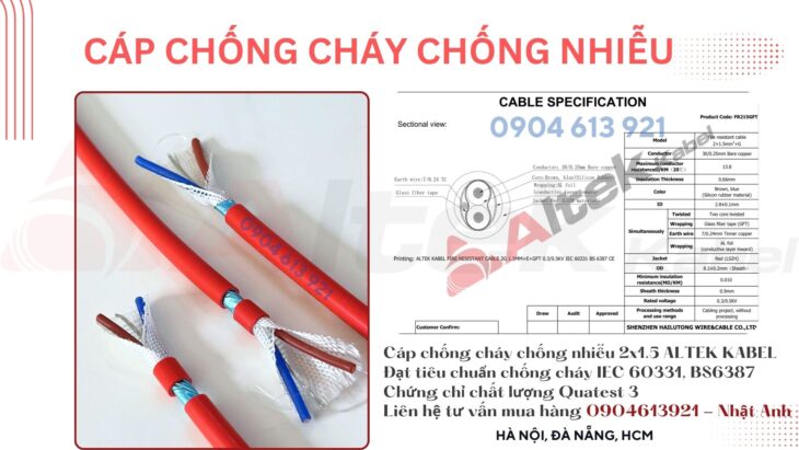 Dây chống cháy chống nhiễu FR 2×1.0 Altek Kabel – phân phối tại Hà Nội, Bắc Ninh, Bắc Giang