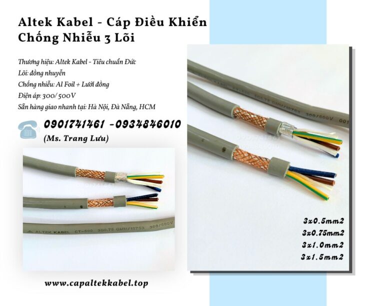 Cáp điều khiển 3×0.5/3×0.75/3×1.0/3×1.5 – Altek Kabel