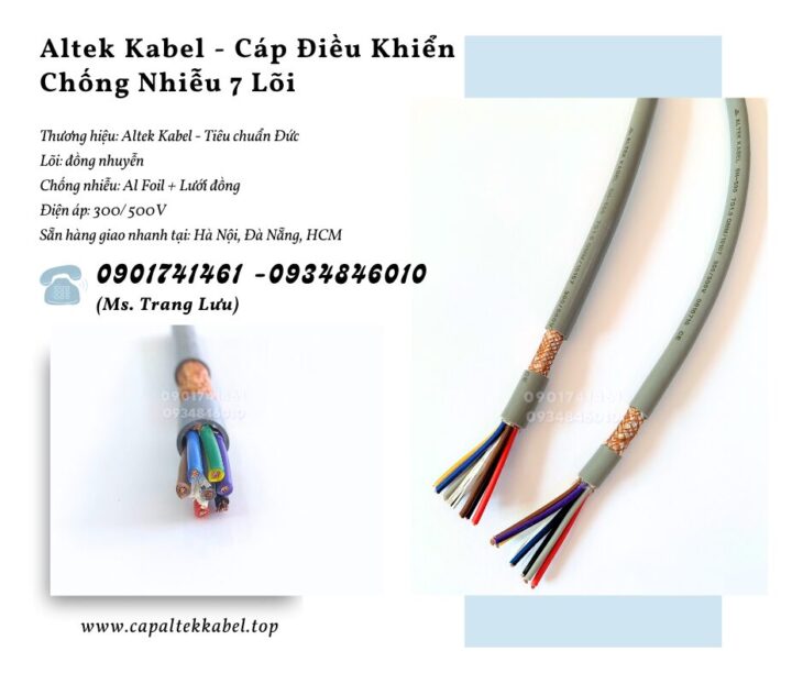 Cáp điện, cáp điều khiển chống nhiễu 7×0.5, 7×0.75, 7×1.0, 7×1.5