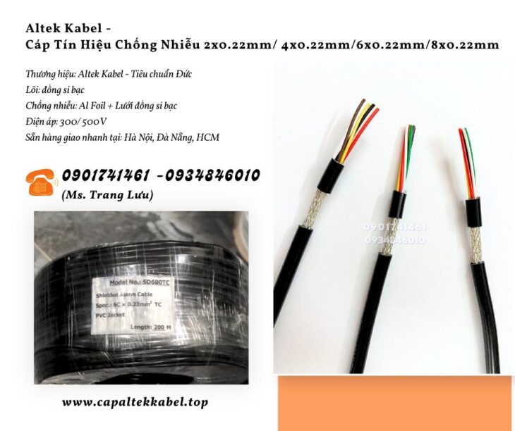 Cáp tín hiệu chống nhiễu 2×0.22/4×0.22/6×0.22/8×0.22 – Shield Alarm Cable