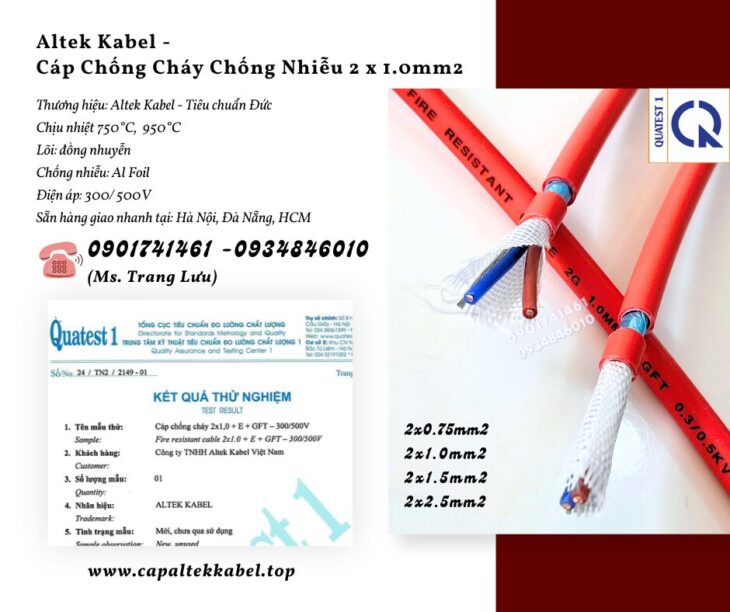 Cáp chống cháy chống nhiễu 2×1.0mm2 – Altek Kabel giao nhanh Đà Nẵng, Hà Nội, Sài Gòn
