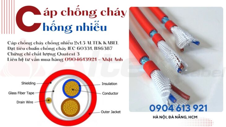 Dây chống cháy chống nhiễu FR 2×1.0 Altek Kabel – phân phối tại Hà Nội, Bắc Ninh, Bắc Giang