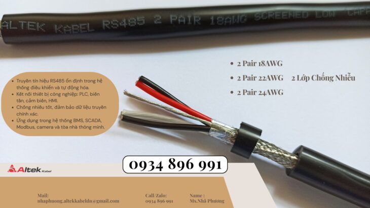 Cung Cấp Cáp Tín Hiệu RS485 18 AWG Tại Hà Nội, Hưng Yên, Bắc Ninh