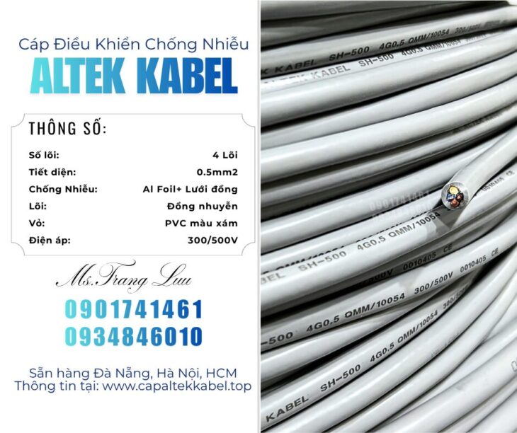 Cáp 4×0.5 chống nhiễu Altek Kabel sẵn Bắc Ninh, Bắc Giang, Hưng Yên, Thanh Hóa