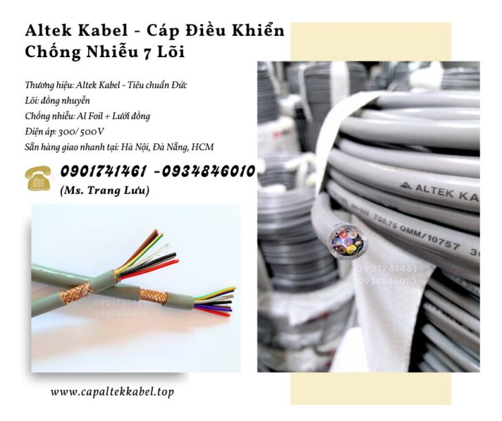 Cáp điện, cáp điều khiển chống nhiễu 7×0.5, 7×0.75, 7×1.0, 7×1.5