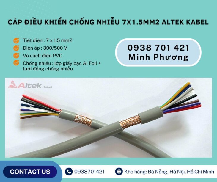 Dây cáp điện chống nhiễu 7×1.5mm2 Altek Kabel sẵn kho Hà Nội, Hưng Yên, Lào Cai