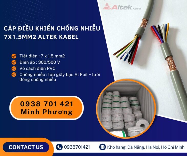 Dây cáp điện chống nhiễu 7×1.5mm2 Altek Kabel sẵn kho Hà Nội, Hưng Yên, Lào Cai