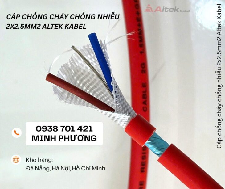 Cáp điện chống cháy chống nhiễu 2 lõi 2.5mm2 phân phối Đà Nẵng, Gia Lai, Hà Nội