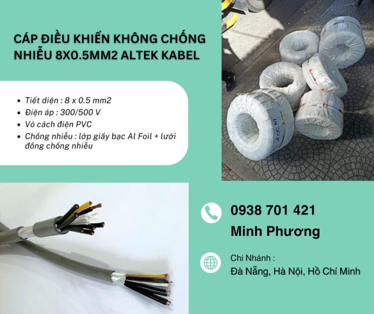Cáp điều khiển không chống nhiễu 8×0.5mm² – Giá tốt, chất lượng ổn định cho hệ thống công nghiệp