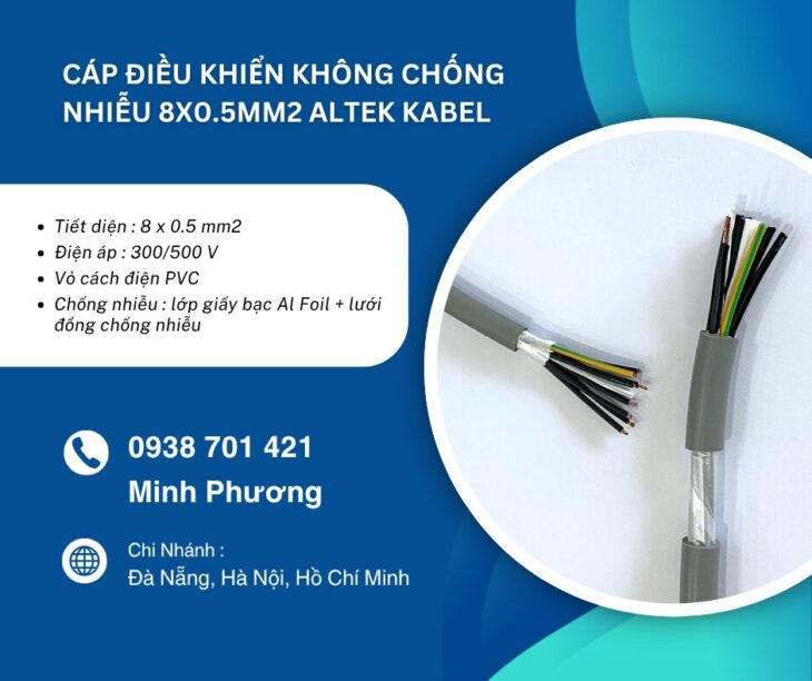 Cáp điều khiển không chống nhiễu 8×0.5mm² – Giá tốt, chất lượng ổn định cho hệ thống công nghiệp
