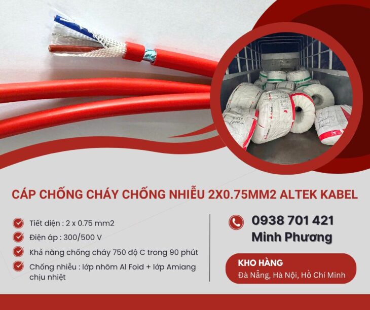 Cáp chống cháy chống nhiễu 2×0.75mm² Altek Kabel – Báo giá, ứng dụng mới nhất 2026