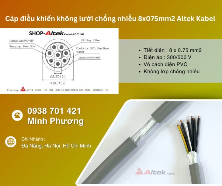 Cáp điều khiển không chống nhiễu 8×0.75mm² – Lựa chọn tối ưu cho hệ thống điều khiển