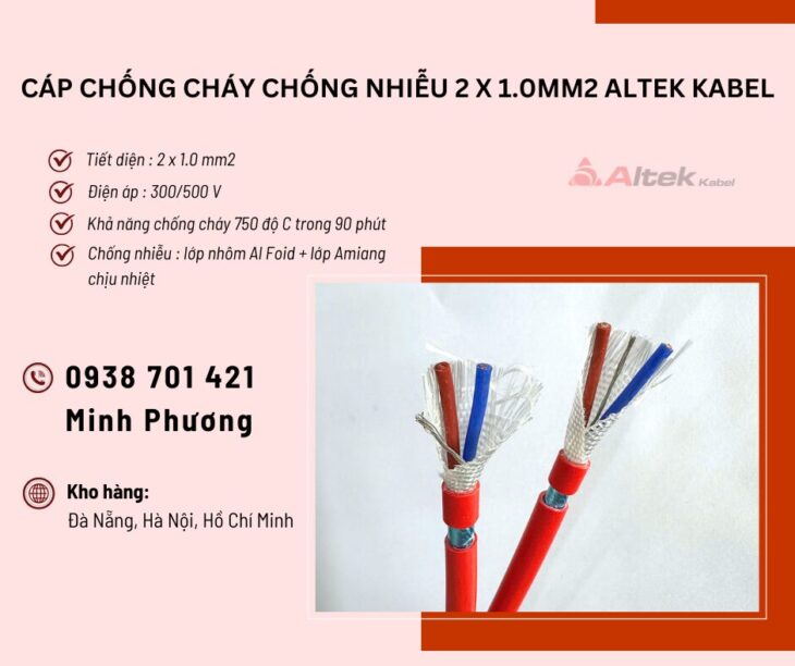 Cáp chống cháy chống nhiễu Altek Kabel 2×1.0mm2 phân phối Đà Nẵng, Khánh Hòa