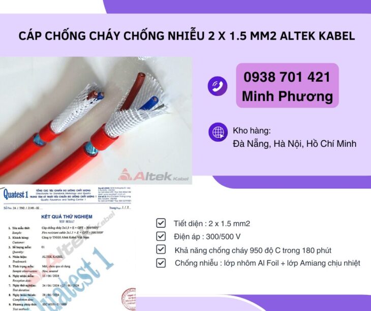 Cáp chống cháy chống nhiễu Altek Kabel 2 lõi 1.5mm2 Hồ Chí Minh, Quảng Ngãi