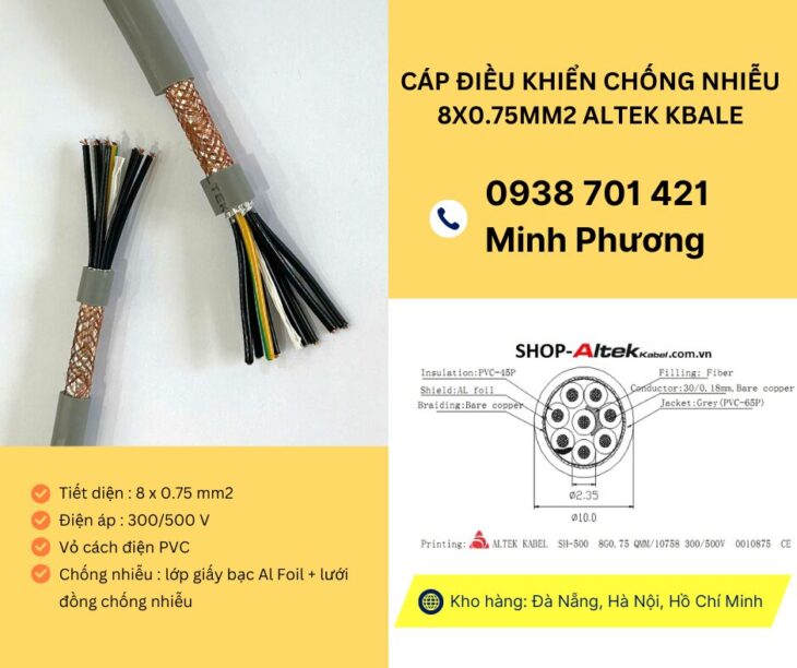 Cáp điều khiển chống nhiễu 8×0.75mm² – Giải pháp truyền tín hiệu ổn định