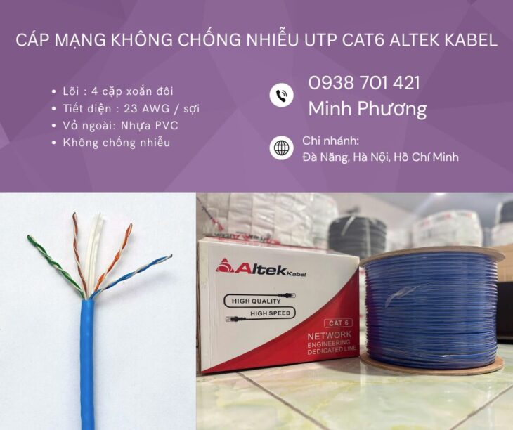 Cáp mạng UTP Cat6 không chống nhiễu – Giải pháp tiết kiệm cho hệ thống mạng