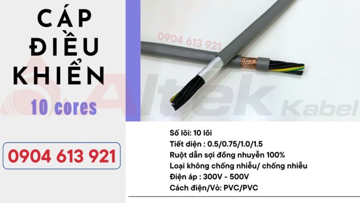 Cáp điện 10 ruột 10×0.5/10×0.75/10×1.0/10×1.25 Altek Kabel – phân phối tại Hà Nội
