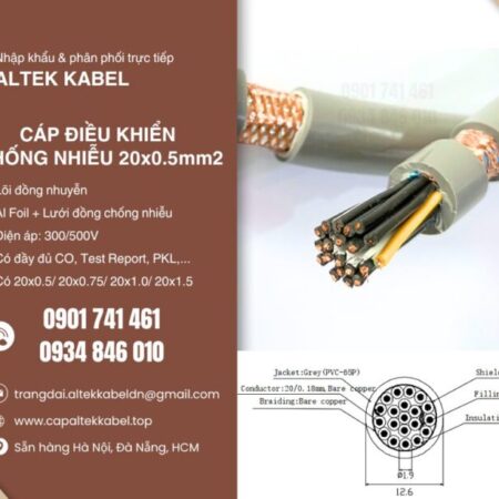 Cáp điều khiển chống nhiễu 20×0.5 Altek Kabel sẵn Hà Nội, Hưng Yên, Bắc Giang