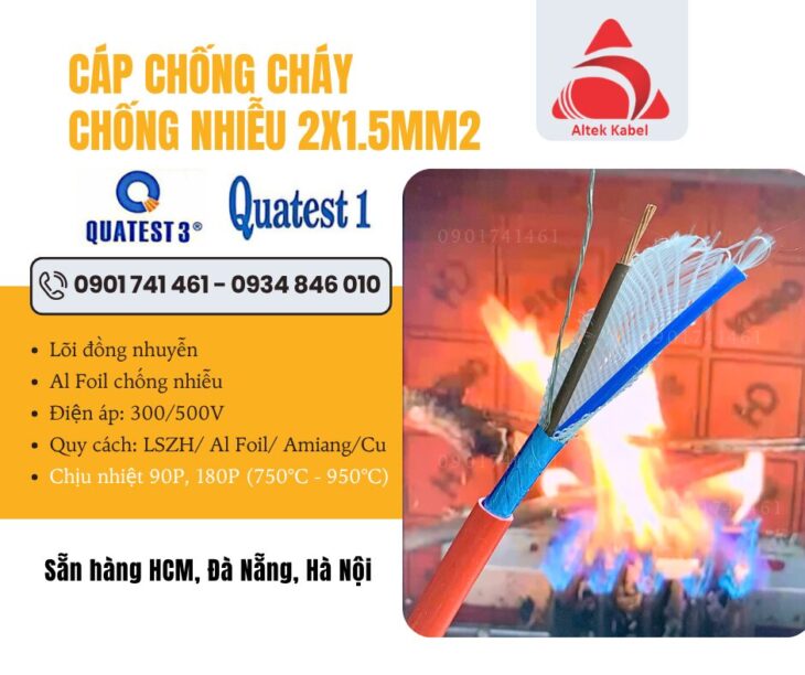 Cáp chống cháy chống nhiễu 2×1.5 Altek kabel tại Đà Nẵng, Hà Nội, HCM