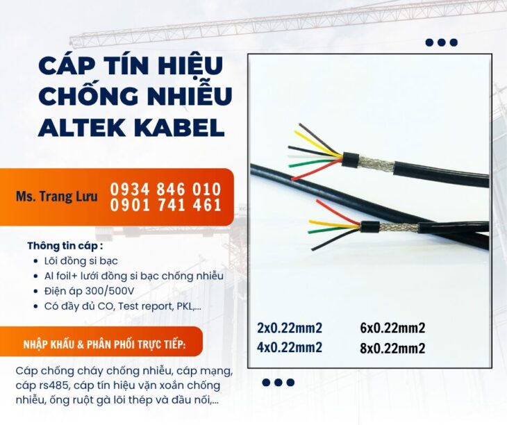 Cáp tín hiệu chống nhiễu 2×0.22/4×0.22/6×0.22/8×0.22 hãng Altek Kabel