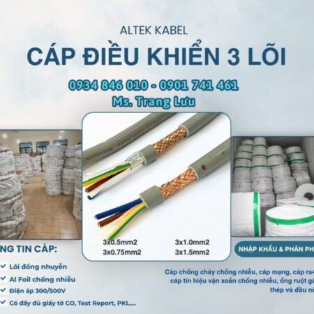 Cáp điều khiển Altek Kabel 3×0.5/3×0.75/3×1.0/3×1.5 tại Hà Nội, Đà Nẵng, HCM
