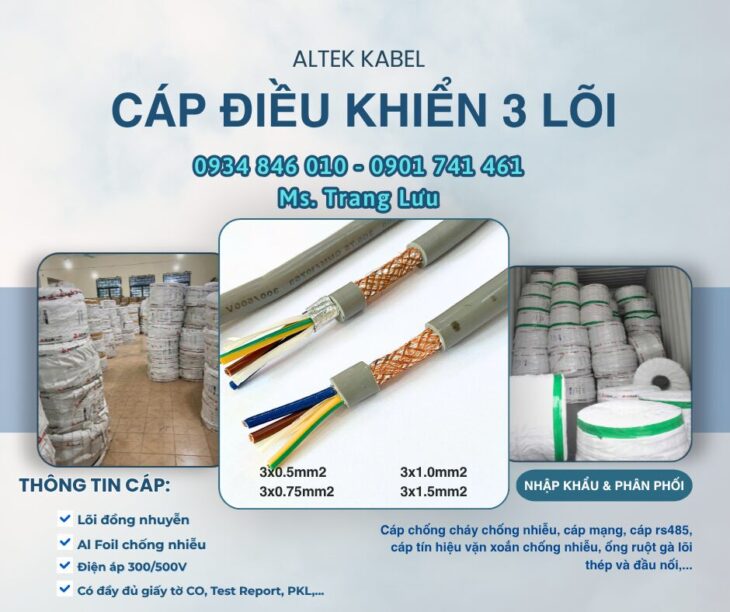 Cáp điều khiển Altek Kabel 3×0.5/3×0.75/3×1.0/3×1.5 tại Hà Nội, Đà Nẵng, HCM