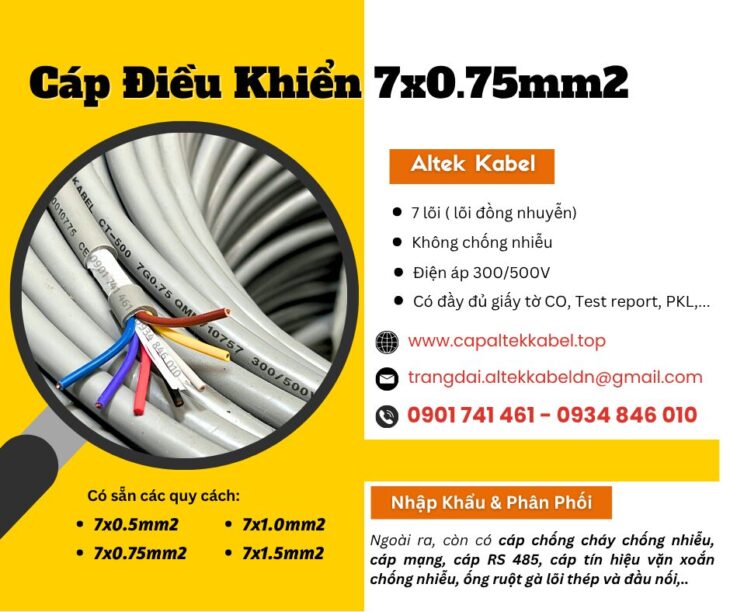 Cáp tín hiệu, điều khiển 7×0.75 Altek Kabel chính hãng tại Hà Nội, Đà Nẵng, HCM
