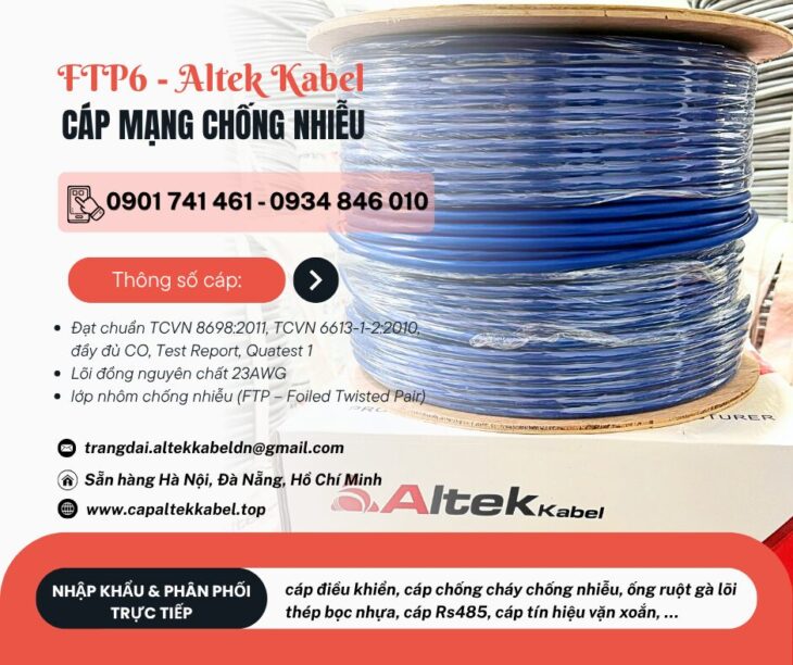 Cáp mạng cat6 chống nhiễu Altek Kabel chính hãng tại Hà Nội, Đà Nẵng, HCM