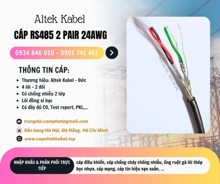 Cáp loa, cáp âm thanh, cáp truyền thông RS485 2 pair 24awg Altek Kabel tại Hà Nội, Đà Nẵng, HCM