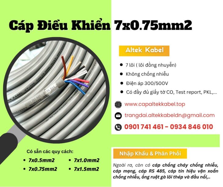 Cáp tín hiệu, điều khiển 7×0.75 Altek Kabel chính hãng tại Hà Nội, Đà Nẵng, HCM