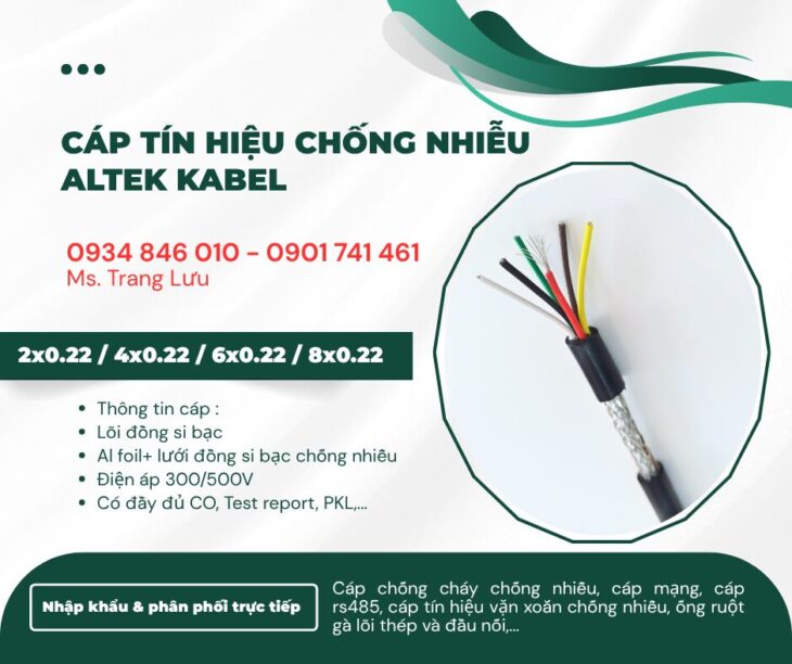 Cáp tín hiệu chống nhiễu 2×0.22/4×0.22/6×0.22/8×0.22 hãng Altek Kabel
