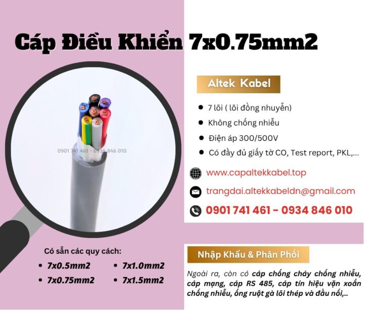 Cáp tín hiệu, điều khiển 7×0.75 Altek Kabel chính hãng tại Hà Nội, Đà Nẵng, HCM