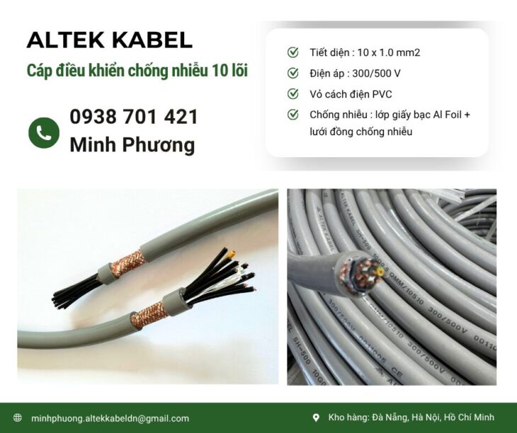 Báo giá cáp điều khiển chống nhiễu 10×1.0mm2 tại Gia Lai, Đà Nẵng, Quảng Ngãi