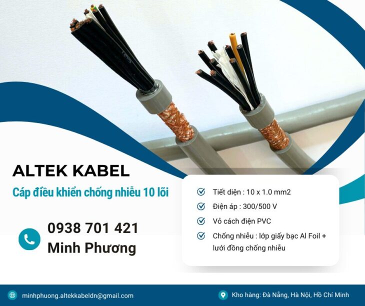 Báo giá cáp điều khiển chống nhiễu 10×1.0mm2 tại Gia Lai, Đà Nẵng, Quảng Ngãi