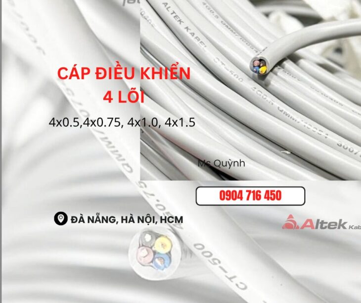 Cáp điều khiển Altek Kabel 4×0.5, 4×0.75, 4×1.0, 4×1.5 Đà Nẵng, Hồ Chí Minh, Hà Nội