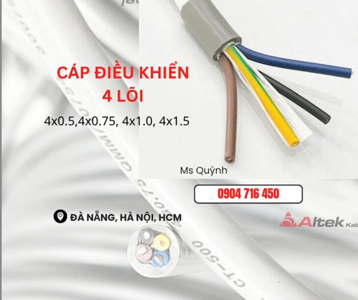 Cáp điều khiển Altek Kabel 4×0.5, 4×0.75, 4×1.0, 4×1.5 Đà Nẵng, Hồ Chí Minh, Hà Nội
