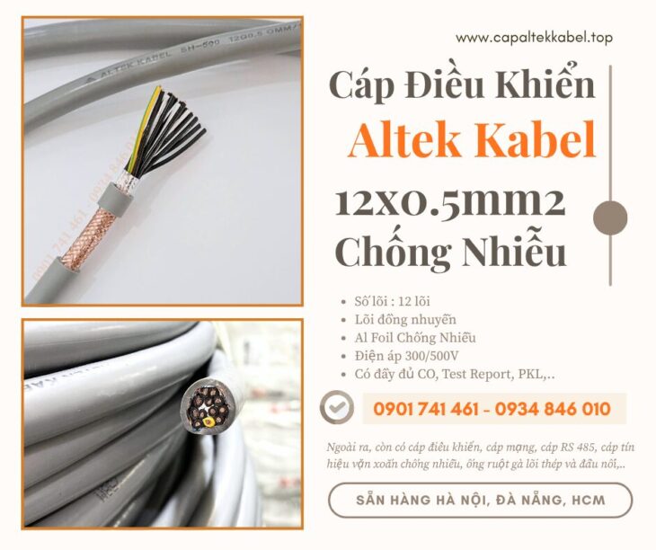 Cáp điều khiển, cáp tín hiệu 12×0.5 chống nhiễu cho thang máy