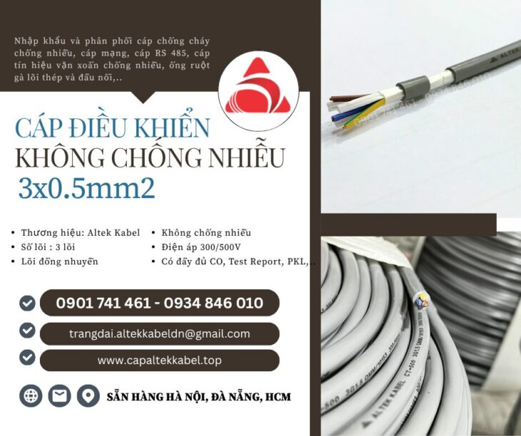 Cáp điều khiển Altek Kabel 3×0.5 không lưới chống nhiễu cho thang máy