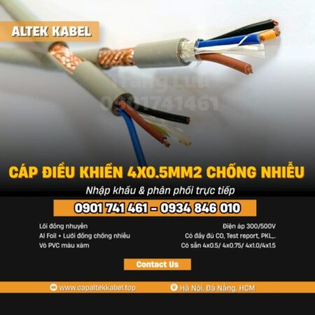 Cáp Altek Kabel 4×0.5 chống nhiễu sẵn hàng Thanh Hóa, Nghệ An, Hà Tĩnh, Quảng Trị