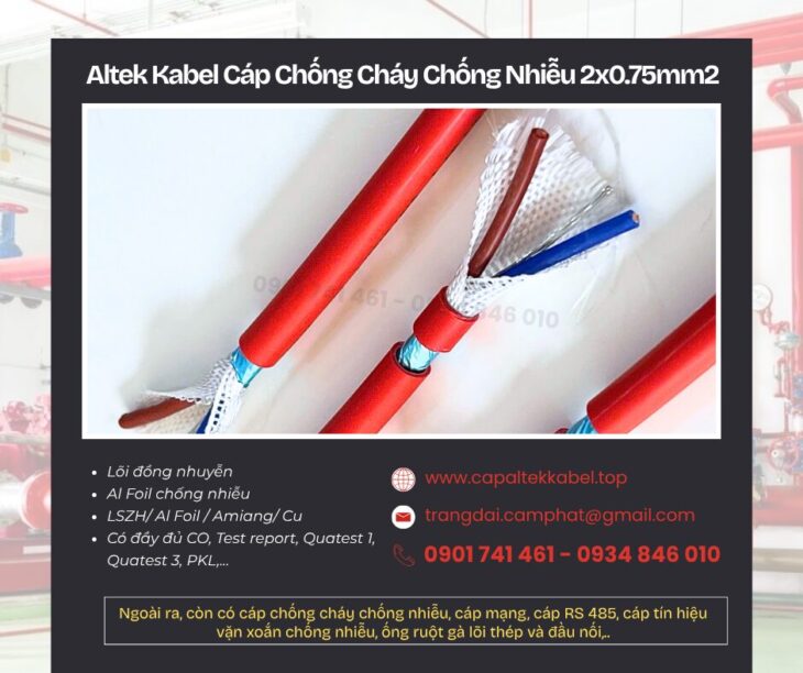 Cáp chống cháy chống nhiễu Altek Kabel 2×0.75 sẵn Đà Nẵng, Huế, Quảng Nam
