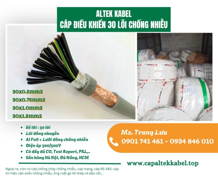 Cáp điều khiển chống nhiễu Altek kabel 30×0.5/30×0.75/30×1.0/30×1.5
