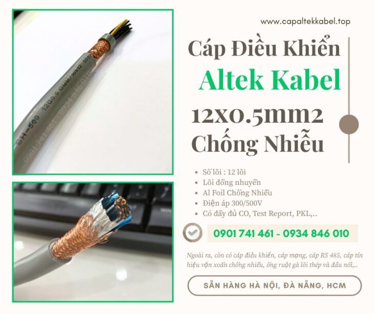 Cáp điều khiển, cáp tín hiệu 12×0.5 chống nhiễu cho thang máy