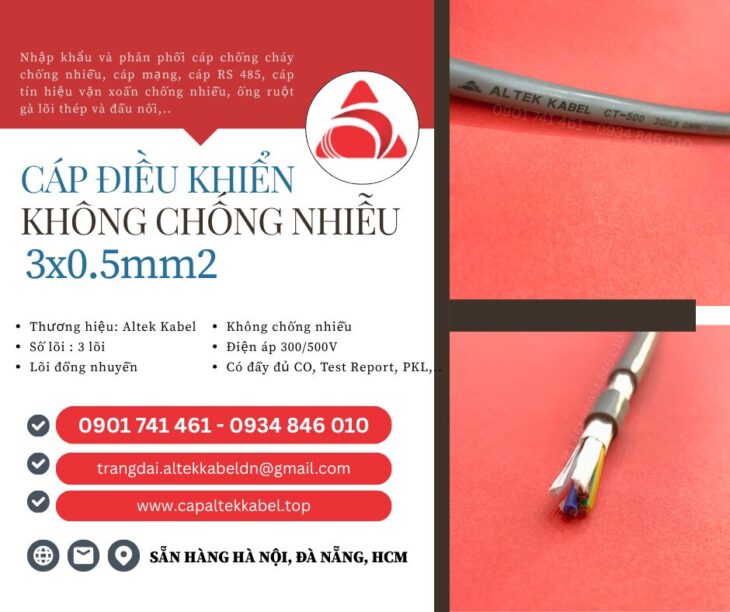Cáp điều khiển Altek Kabel 3×0.5 không lưới chống nhiễu cho thang máy