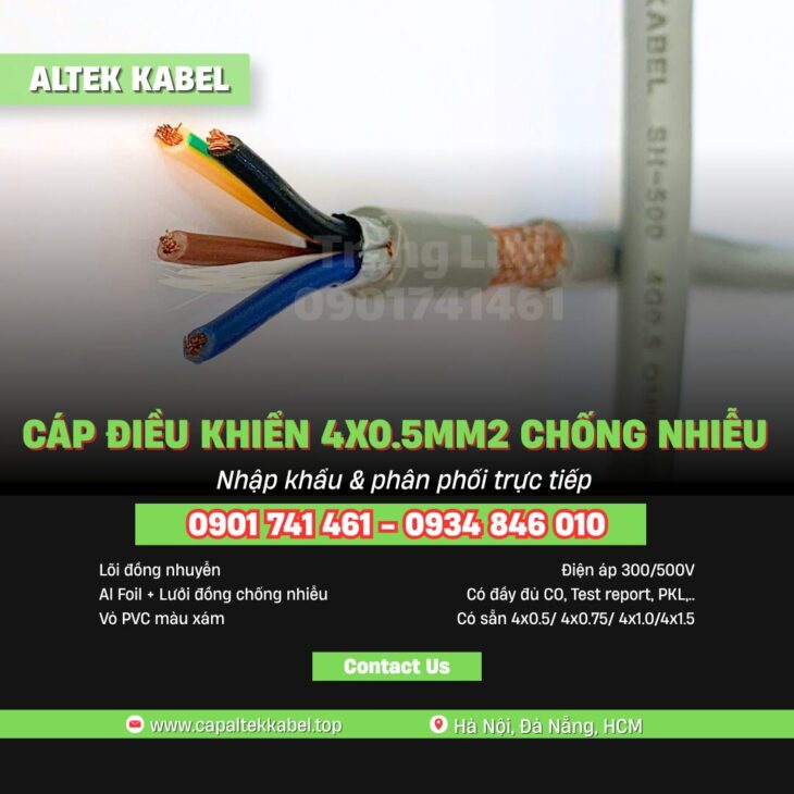 Cáp Altek Kabel 4×0.5 chống nhiễu sẵn hàng Thanh Hóa, Nghệ An, Hà Tĩnh, Quảng Trị